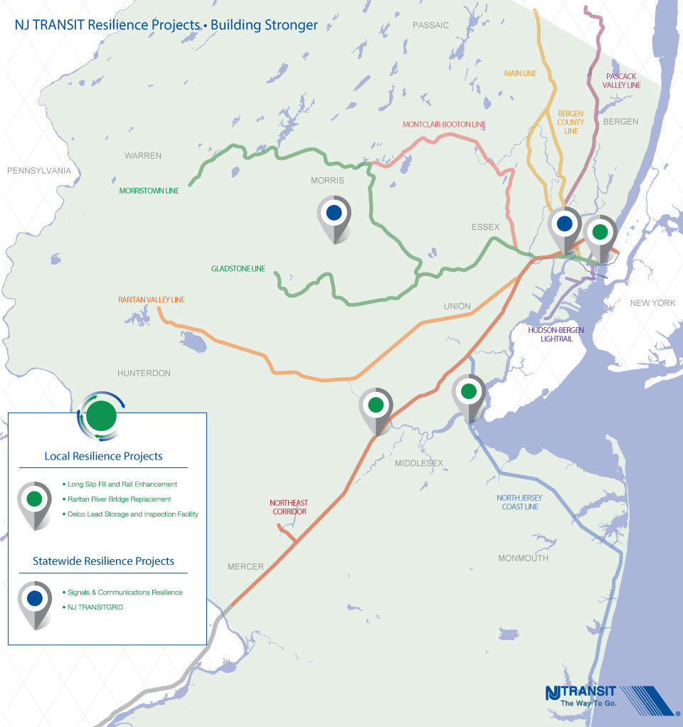 New Jersey Transit Resilience Projects Map
